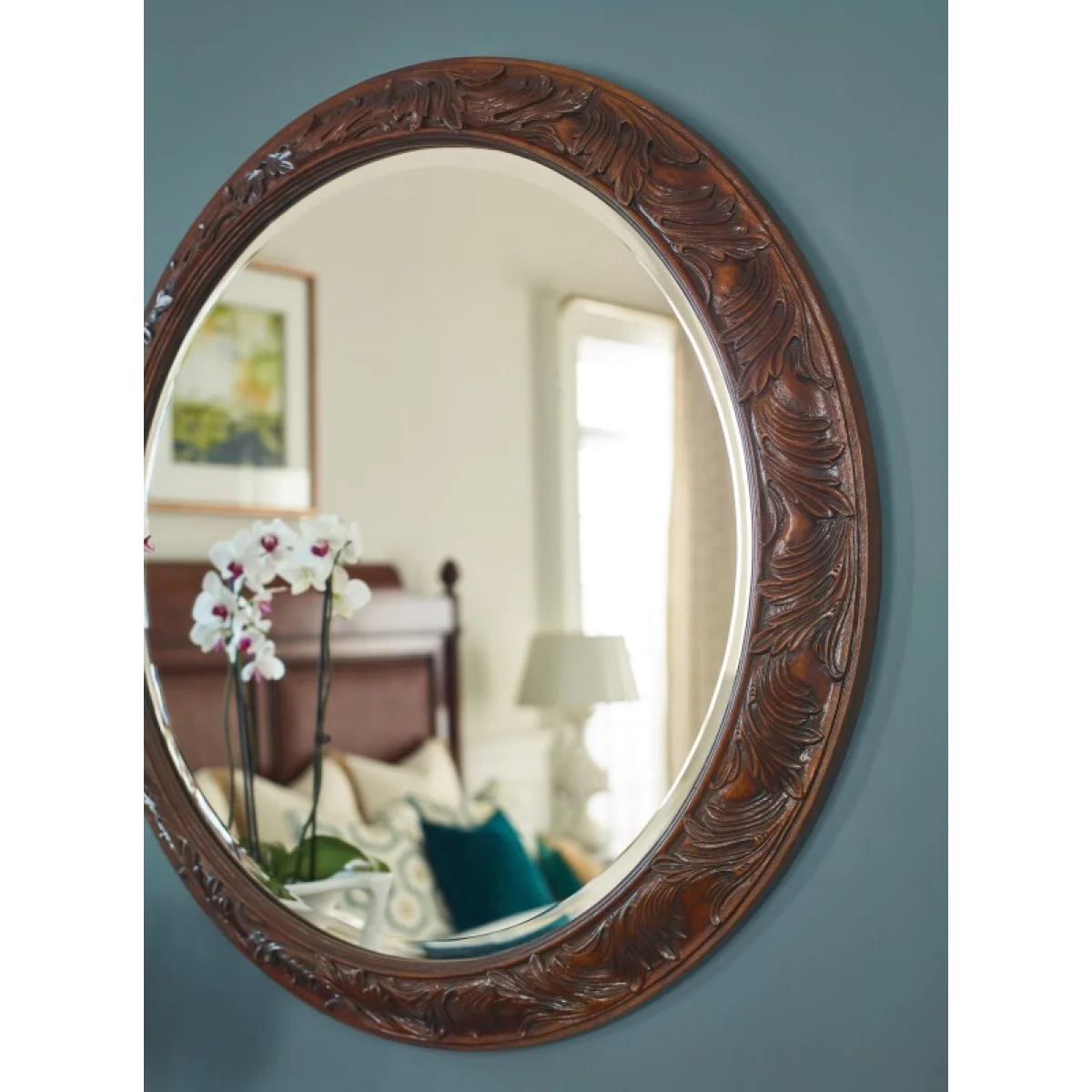Charleston Round Mirror Bedroom Mirrors Brown 8