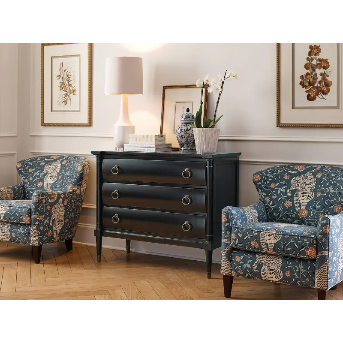 Charleston Three Drawer Chest – Armoire Base Dressers black 9