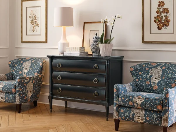 Charleston Three Drawer Chest – Armoire Base Dressers black 15