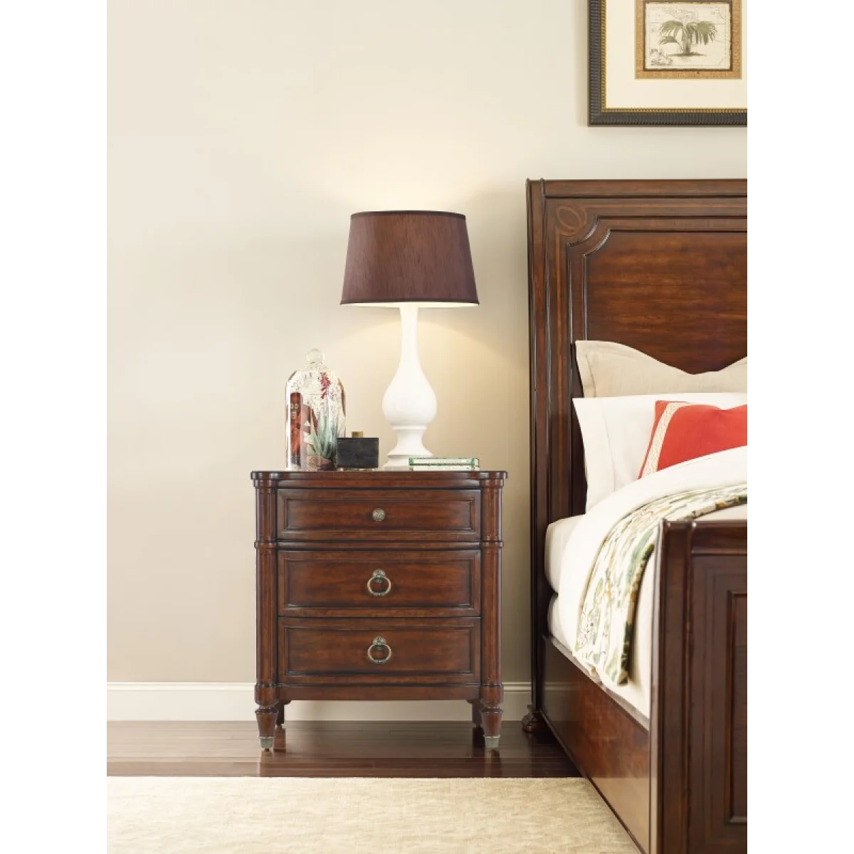 Charleston Three-Drawer Nightstand Nightstands Brown 9