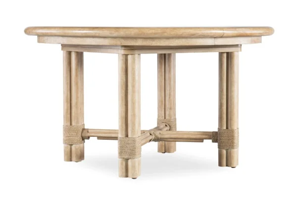 Retreat Pole Rattan Round Dining Table with 1-20in Leaf Dining Tables Brown
