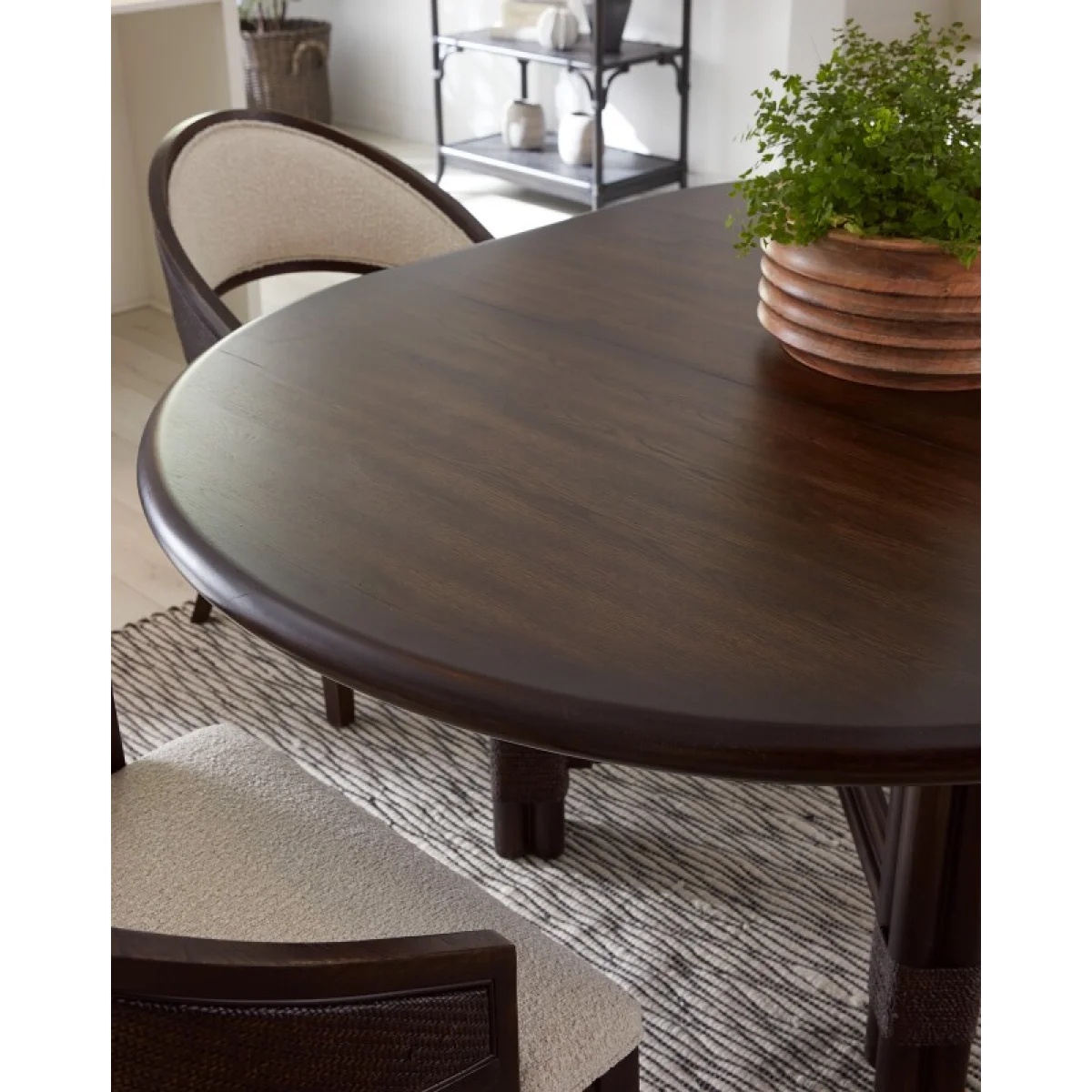 Retreat Pole Rattan Round Dining Table with 1-20in Leaf Dining Tables black 11
