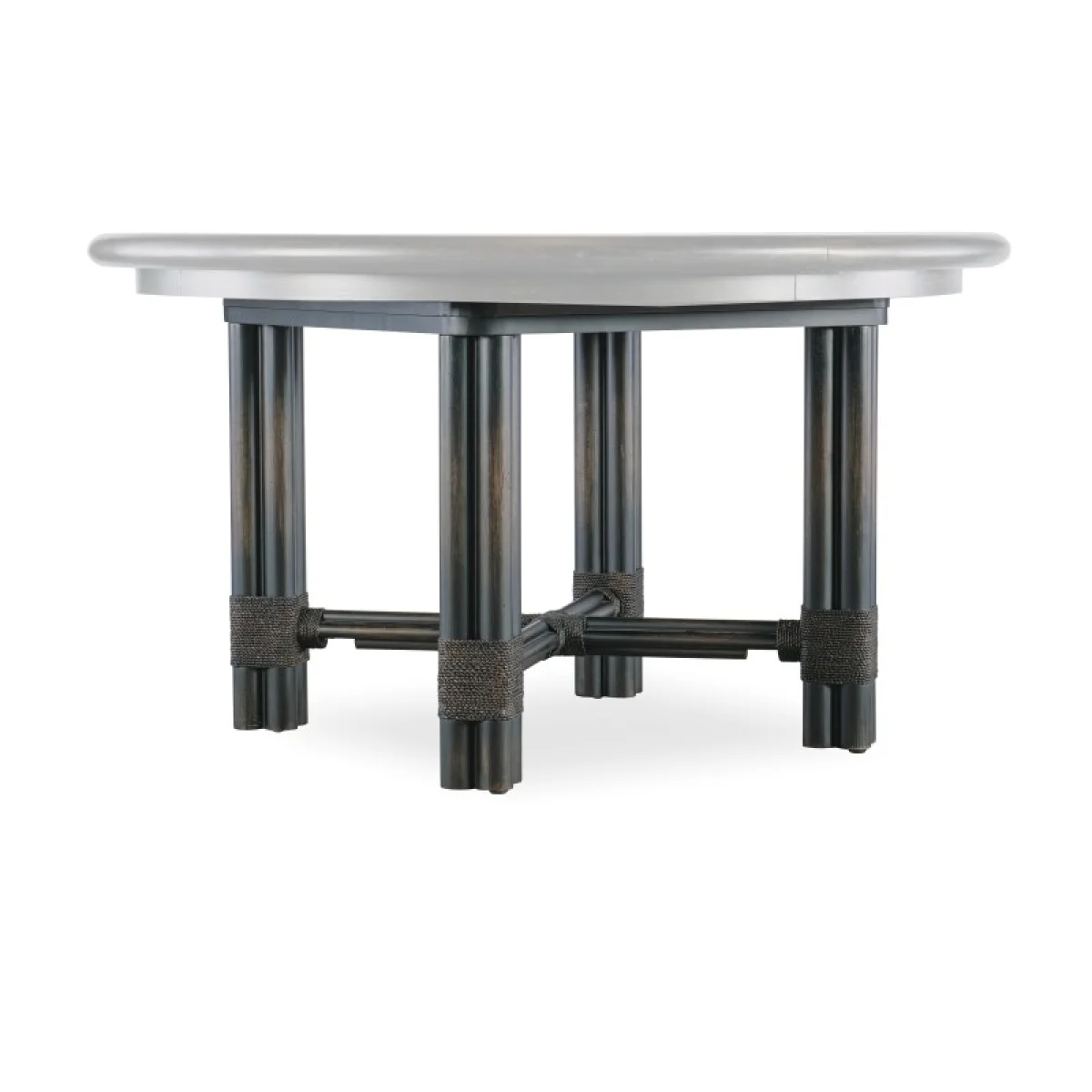 Retreat Pole Rattan Round Dining Table with 1-20in Leaf Dining Tables black 12