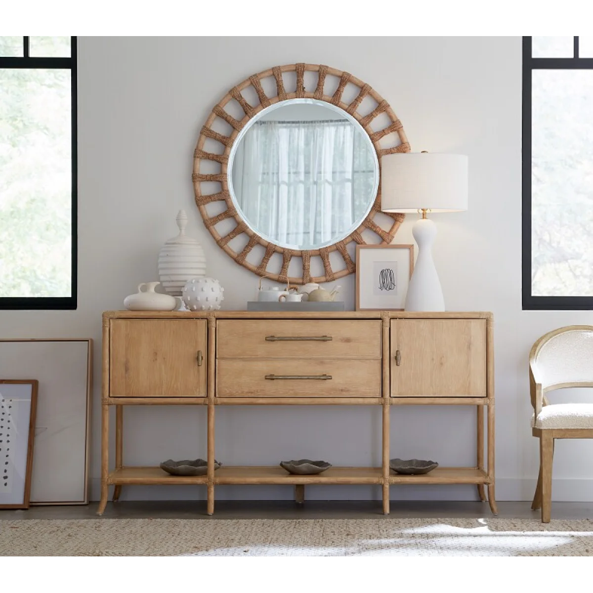 Retreat Pole Rattan Sideboard Dining Storage Brown 11