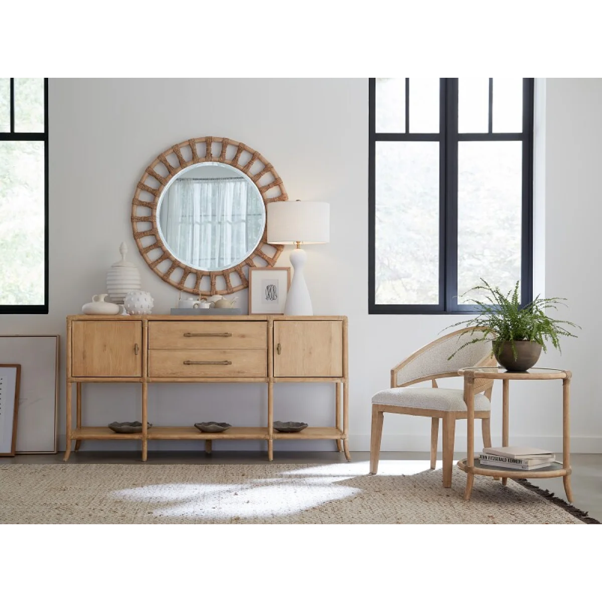 Retreat Pole Rattan Accent Mirror Bedroom Mirrors Brown 7
