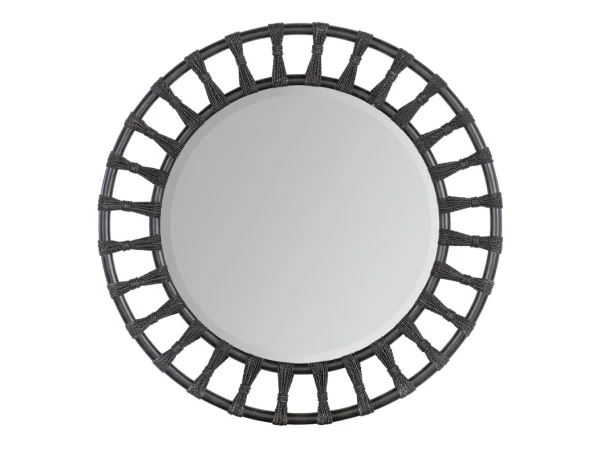 Retreat Pole Rattan Accent Mirror Bedroom Mirrors black