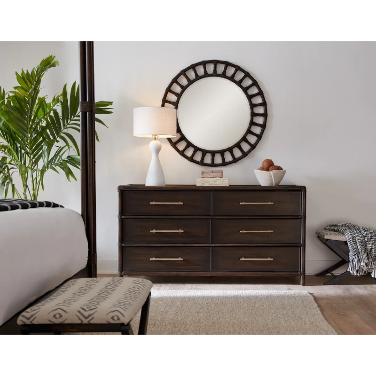 Retreat Pole Rattan Accent Mirror Bedroom Mirrors black 7