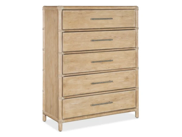 Retreat Pole Rattan Five-Drawer Chest Chests Brown