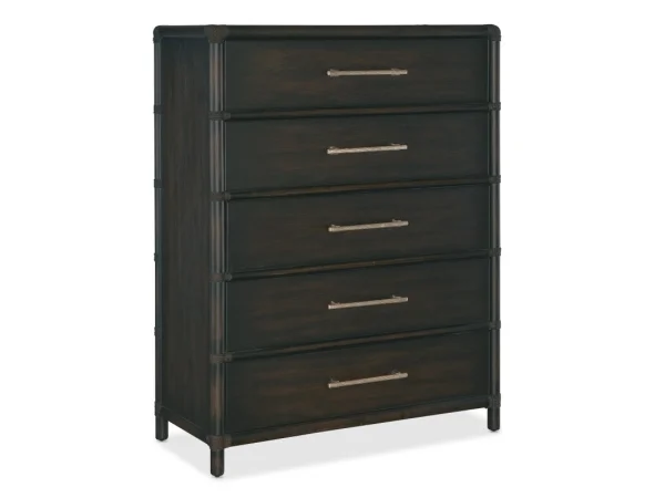 Retreat Pole Rattan Five-Drawer Chest Chests Brown