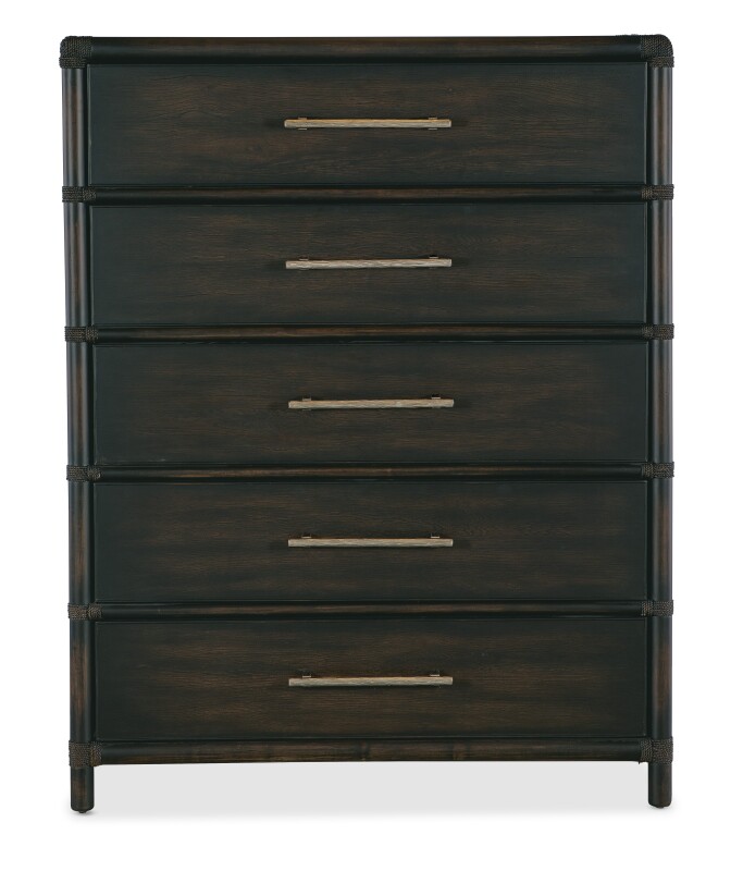Retreat Pole Rattan Five-Drawer Chest Chests Brown 6 Retreat Pole Rattan Five-Drawer Chest Chests Brown 6