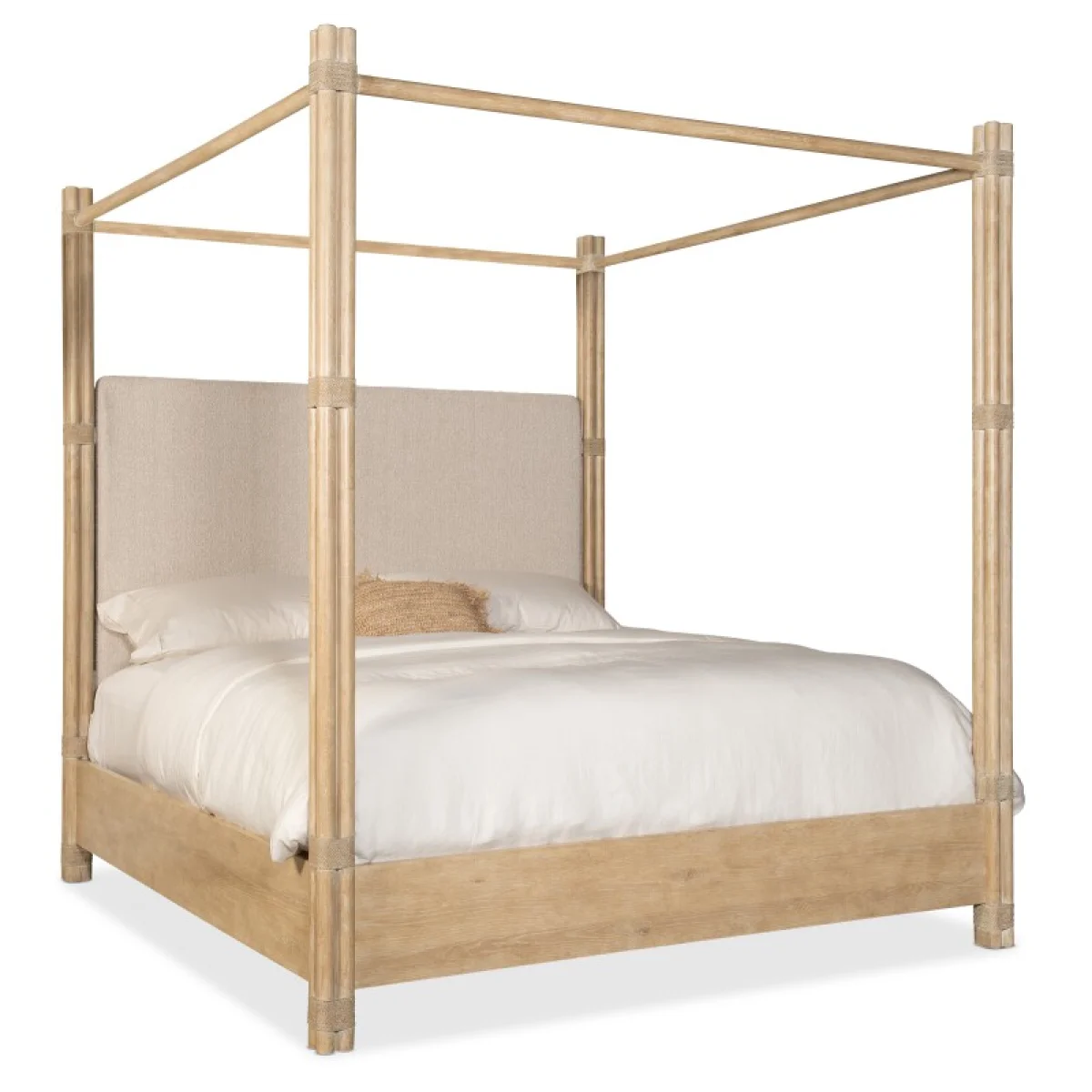 Retreat Pole Rattan Cal King Upholstered Poster Bed withCanopy Beds Beds 4