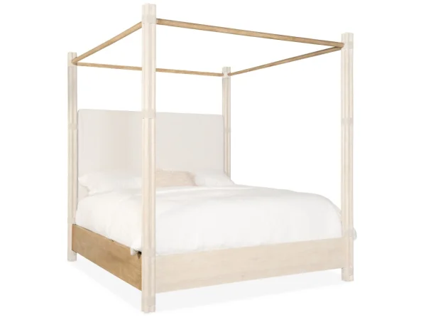 Retreat Pole Rattan Cal King Upholstered Poster Bed withCanopy Beds Beds 21