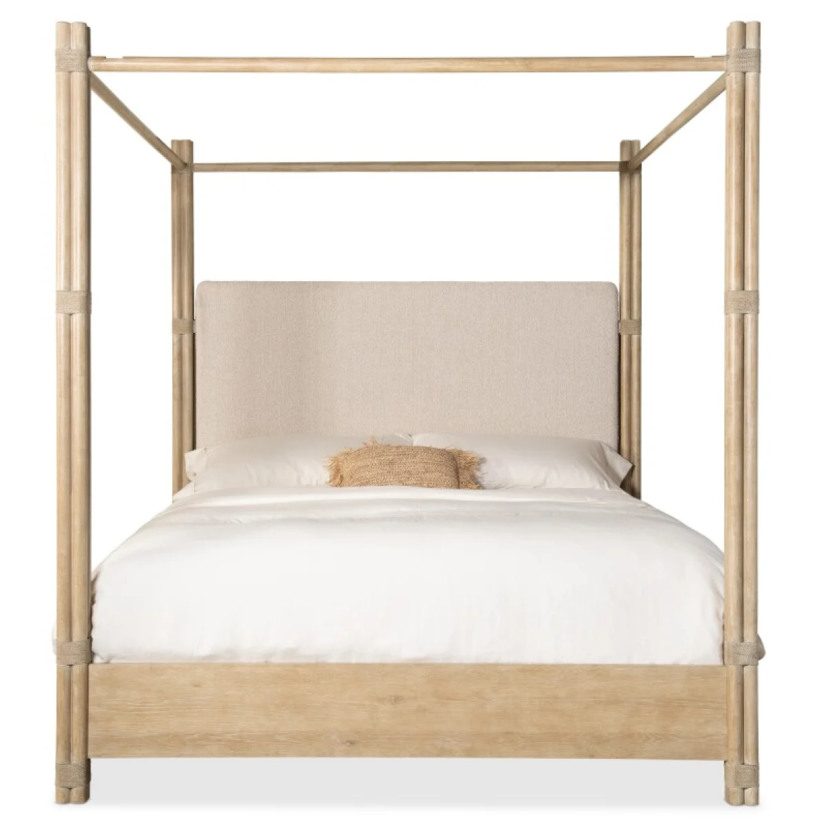 Retreat Pole Rattan King Upholstered Poster Bed withCanopy Beds Beds 6