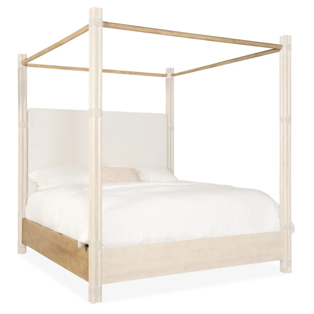 Retreat Pole Rattan King Upholstered Poster Bed withCanopy Beds Beds 12