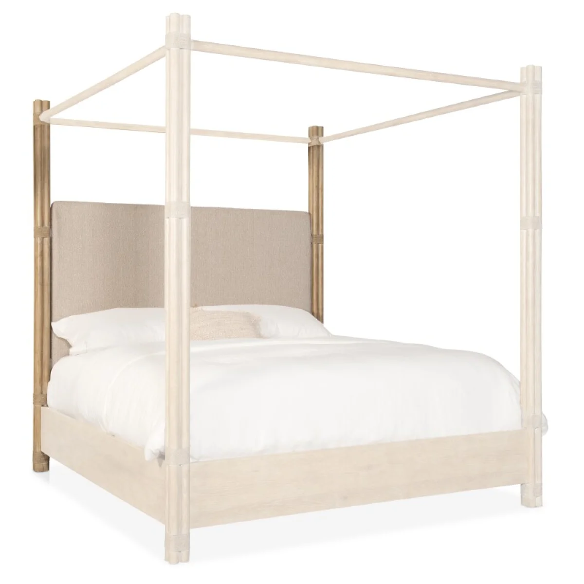 Retreat Pole Rattan King Upholstered Poster Bed withCanopy Beds Beds 13