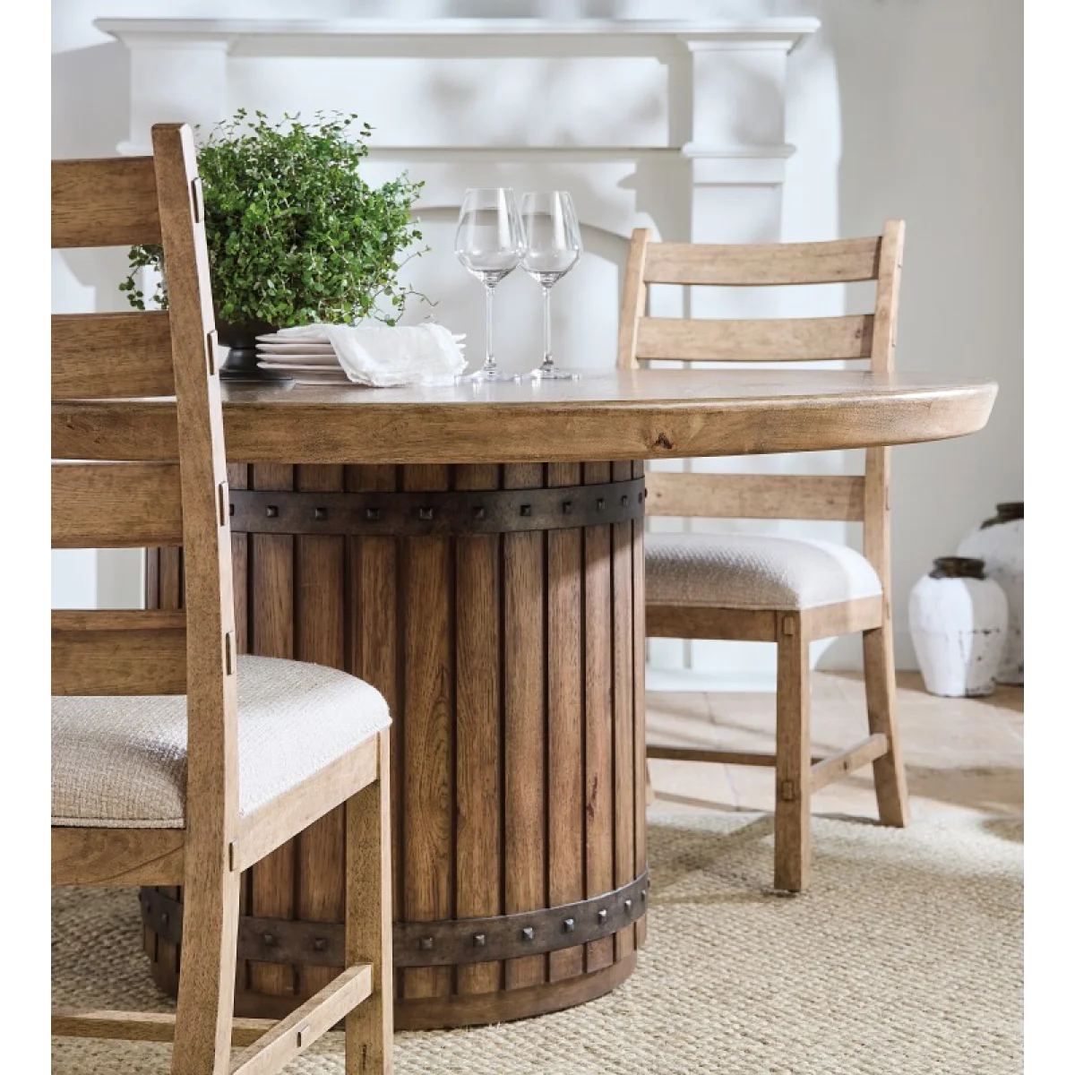 Vineyard Row Round Dining Table Dining Tables Brown 8