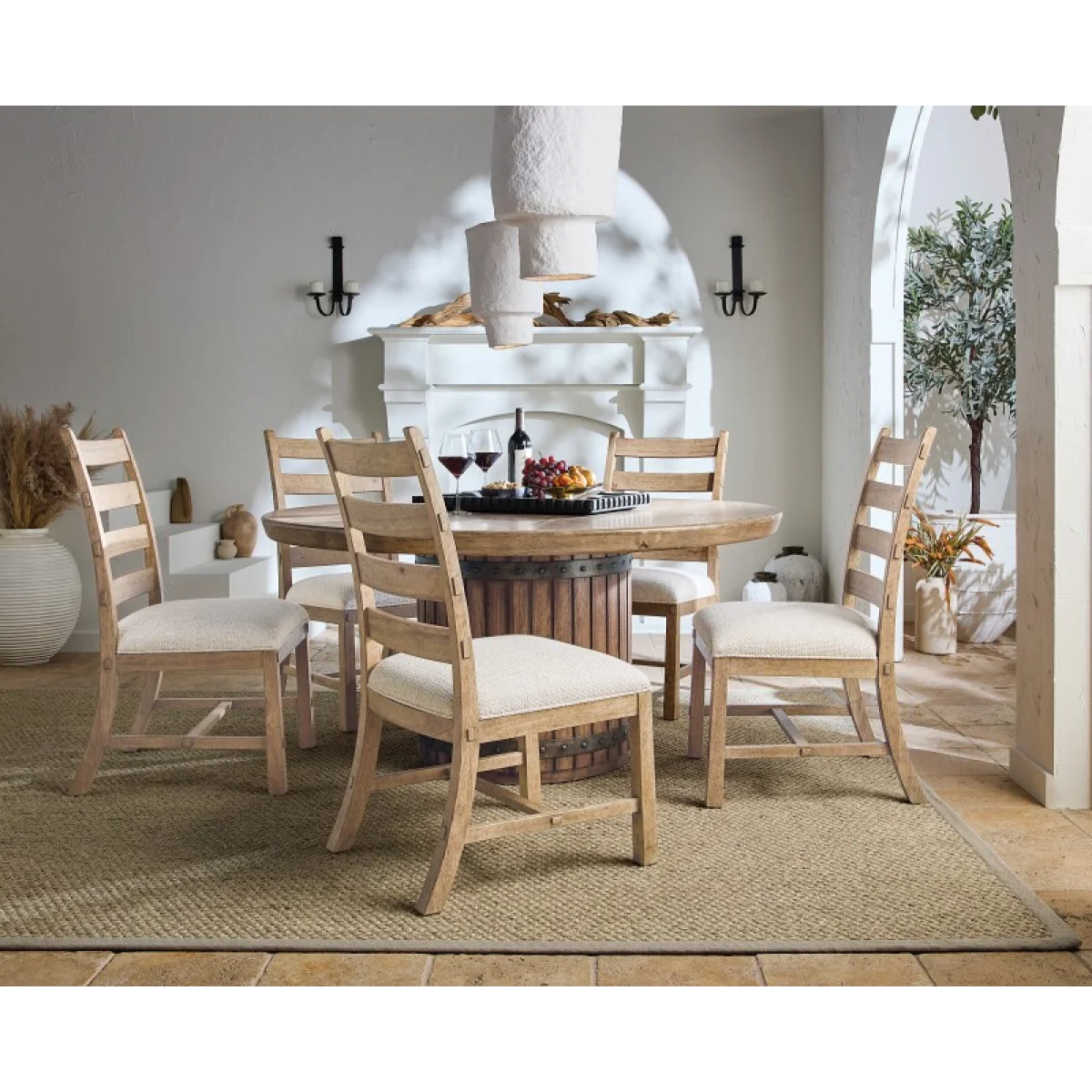 Vineyard Row Ladderback Side Chair Chairs & Benches Beige 9