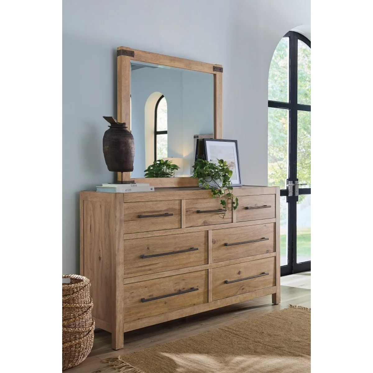 Vineyard Row Square Mirror Bedroom Mirrors Brown 6