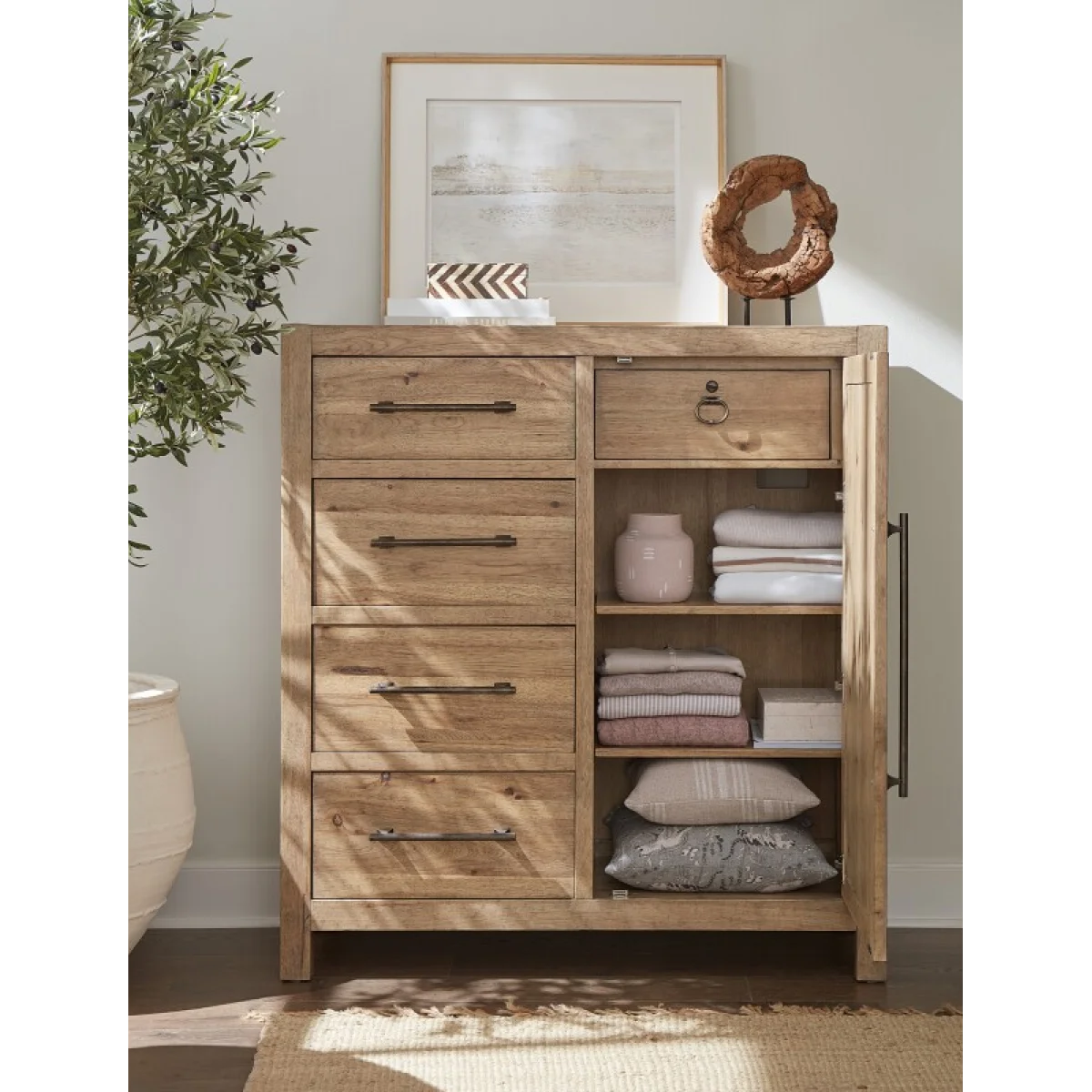 Vineyard Row Four-Drawer Door Chest Dressers Brown 9