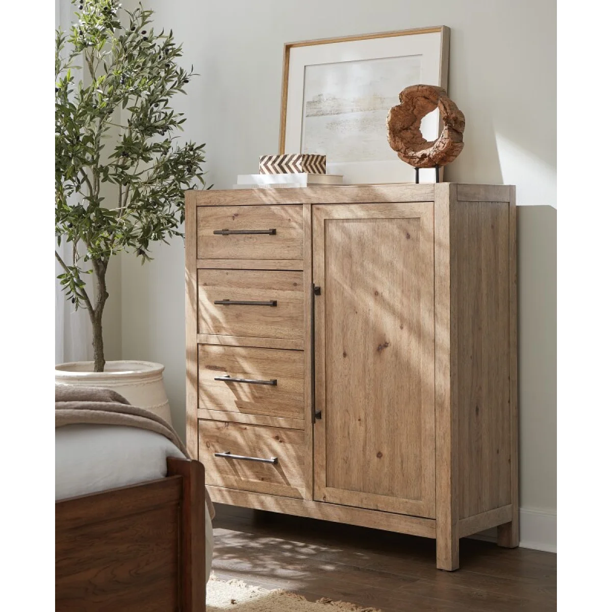 Vineyard Row Four-Drawer Door Chest Dressers Brown 10