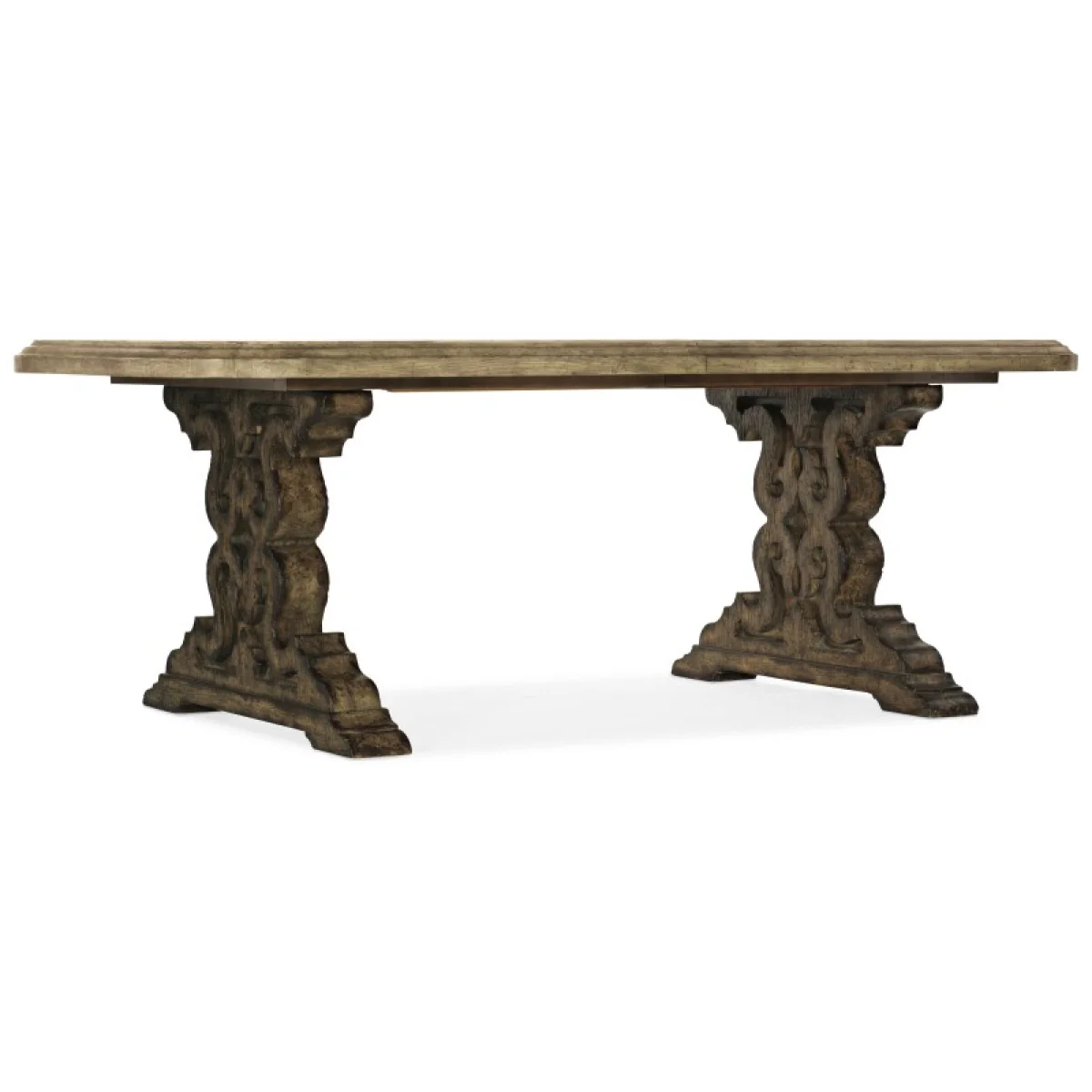 La Grange Le Vieux 86in Double Pedestal Table with 2-18in Leaves Dining Tables Brown 4