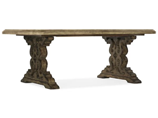 La Grange Le Vieux 86in Double Pedestal Table with 2-18in Leaves Dining Tables Brown
