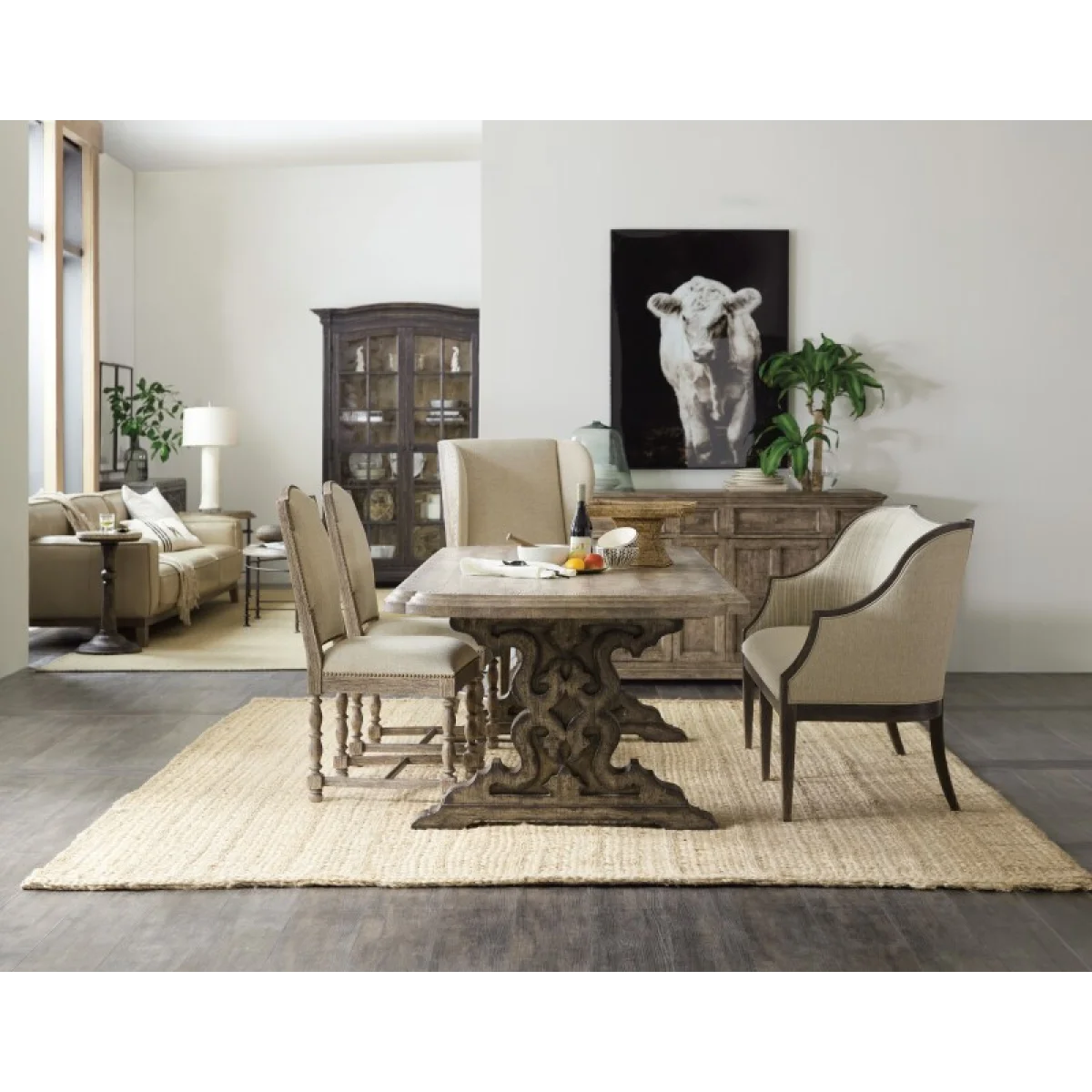 La Grange Le Vieux 86in Double Pedestal Table with 2-18in Leaves Dining Tables Brown 9
