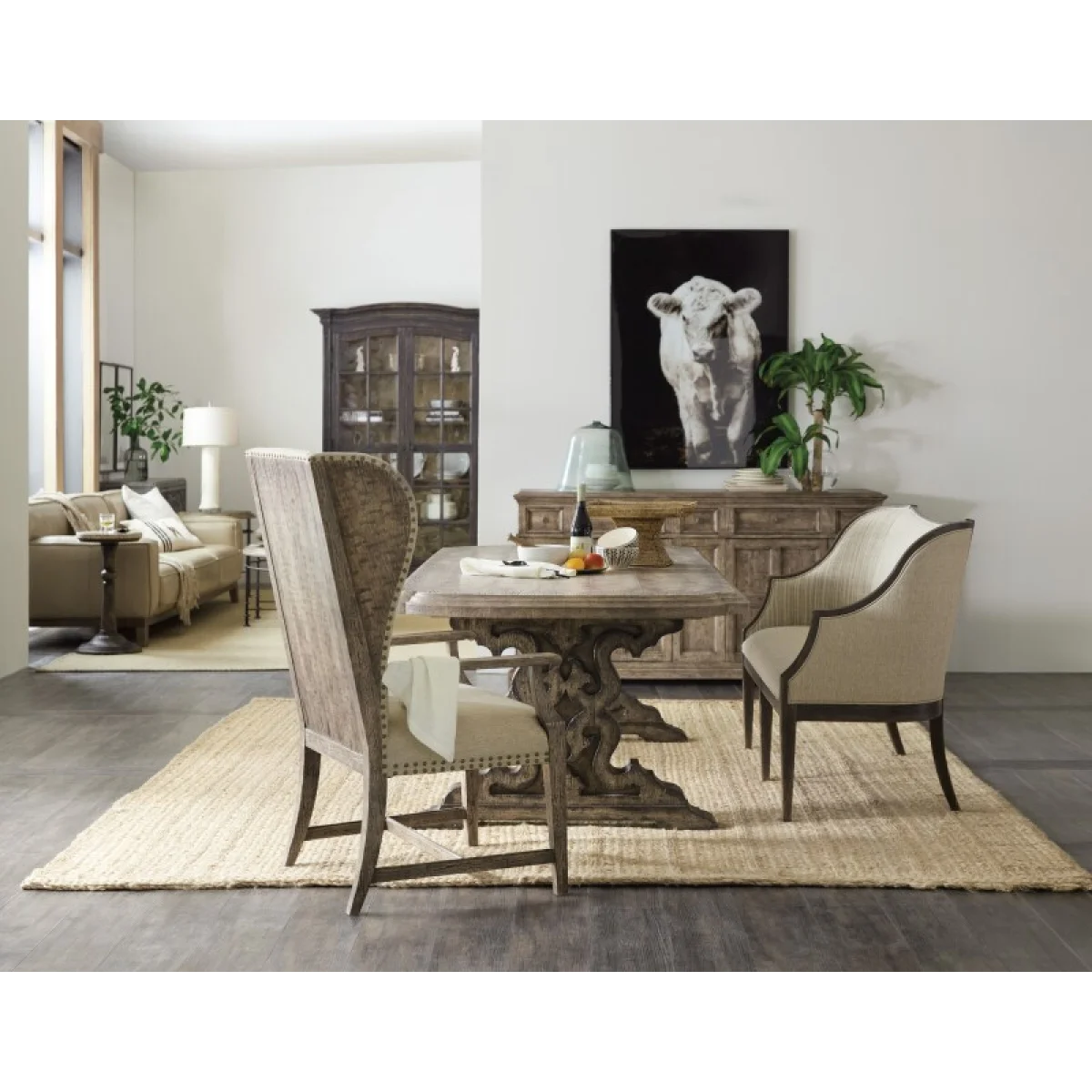 La Grange Le Vieux 86in Double Pedestal Table with 2-18in Leaves Dining Tables Brown 10