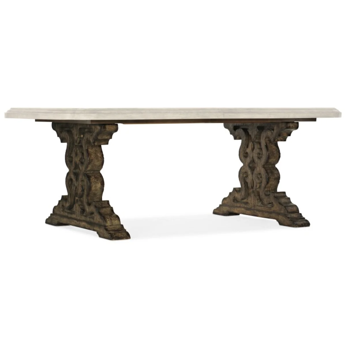 La Grange Le Vieux 86in Double Pedestal Table with 2-18in Leaves Dining Tables Brown 13