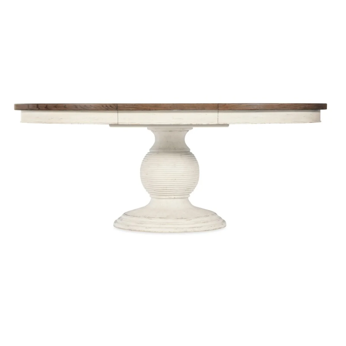 Americana Round Pedestal Dining Table with 1-22in Leaf Dining Tables Cream 9