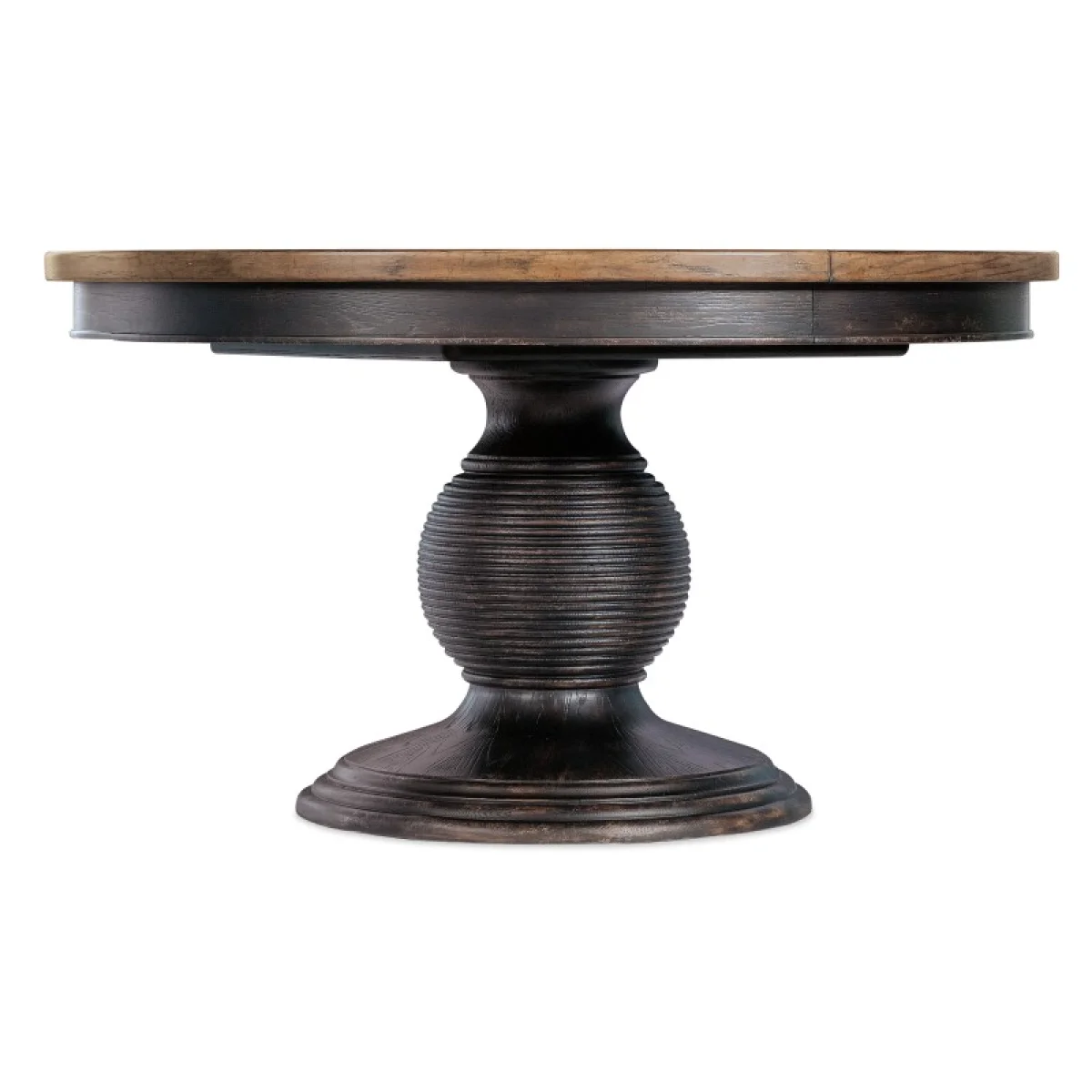 Americana Round Pedestal Dining Table with 1-22in Leaf Dining Tables Blacks 4