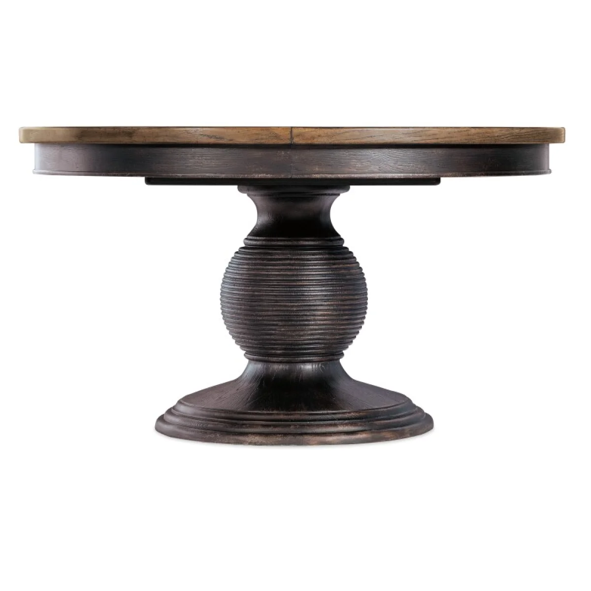 Americana Round Pedestal Dining Table with 1-22in Leaf Dining Tables Blacks 7