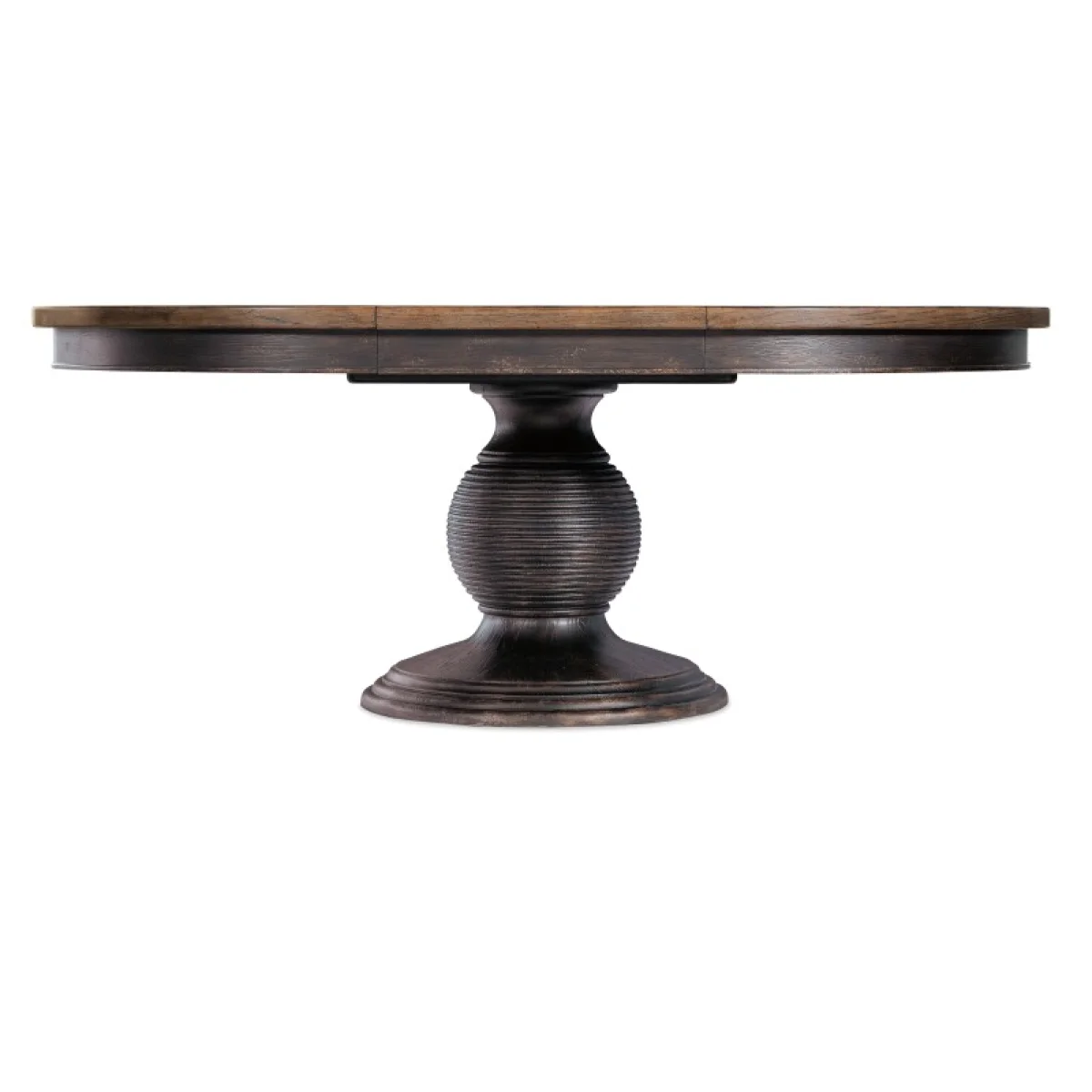 Americana Round Pedestal Dining Table with 1-22in Leaf Dining Tables Blacks 8