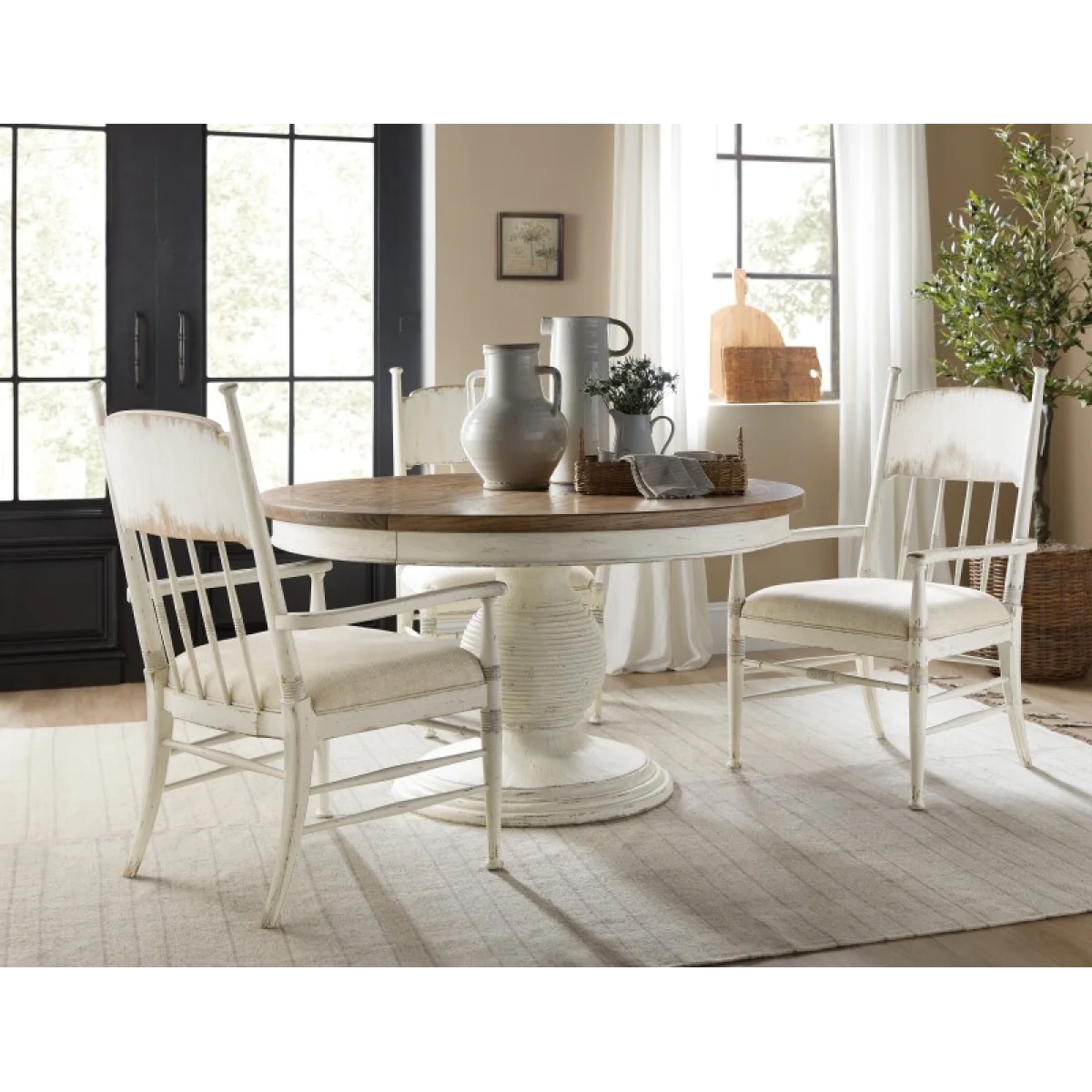 Americana Upholstered Seat Arm Chair Chairs & Benches Beige 8