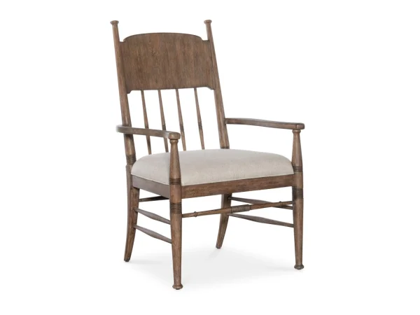 Americana Upholstered Seat Arm Chair Chairs & Benches Beige 16