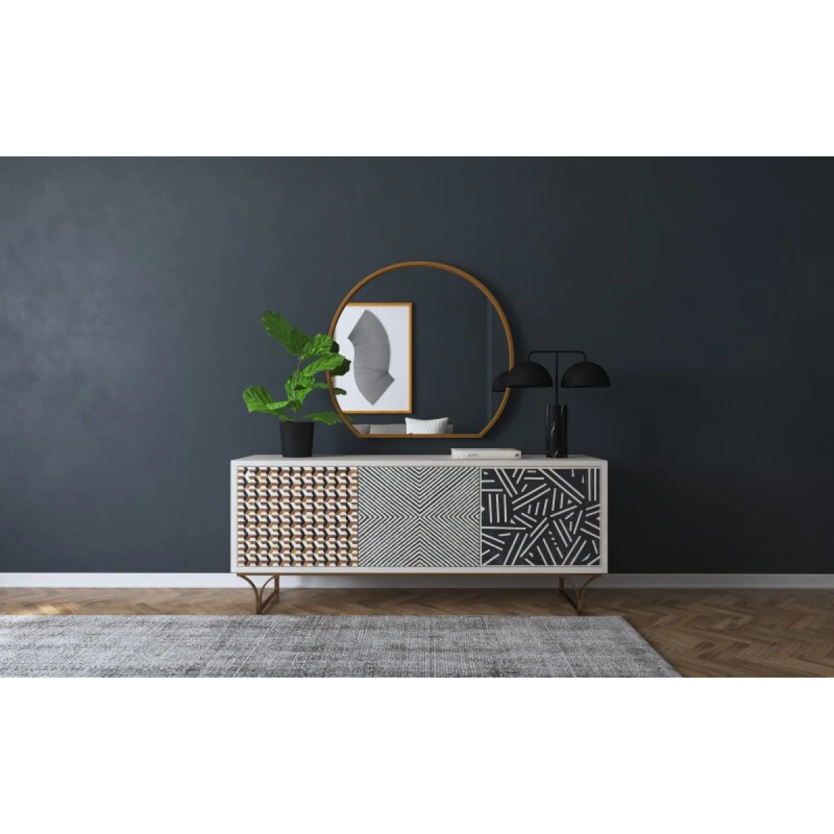 Commerce and Market Commerce & Market Jaiden Three Door Credenza Entertainment Stands Entertainment Stands 8