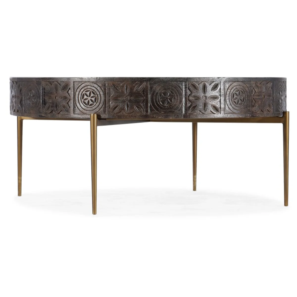 Commerce and Market Commerce & Market Carved Round Cocktail Table Cocktail & Coffee Tables Brown 4