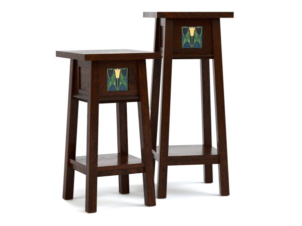 Floral Tile Plant Stand Set with Plaque Accent Furniture Stickley Furniture