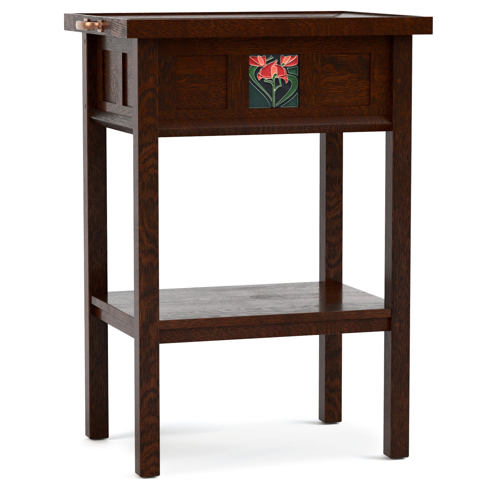 Floral Tile Tray Table with Plaque