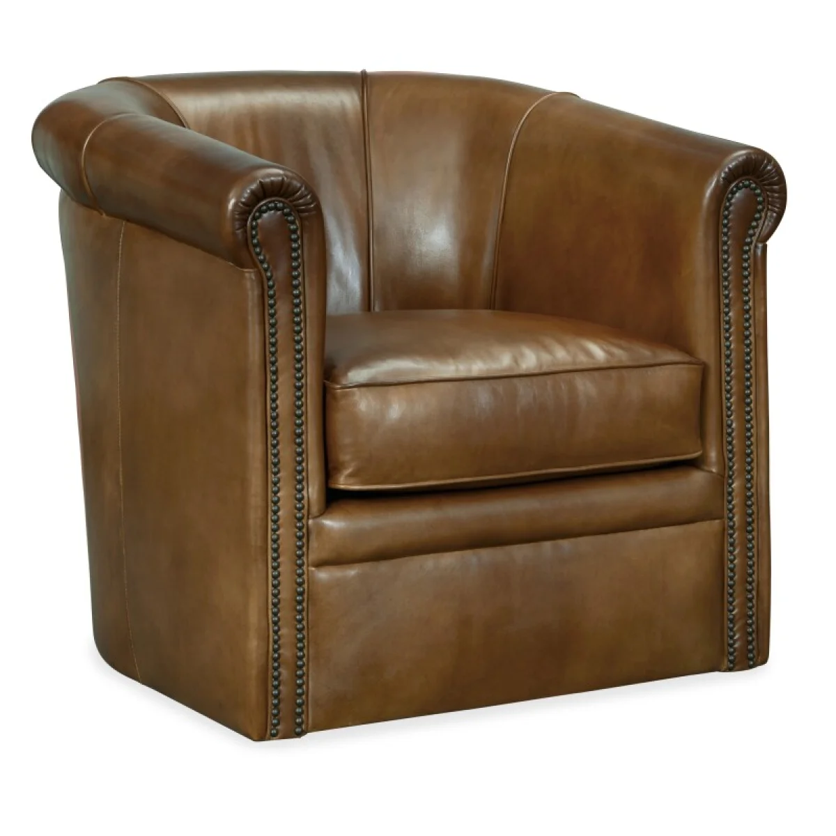 CC Axton Swivel Leather Club Chair Chairs Brown 4