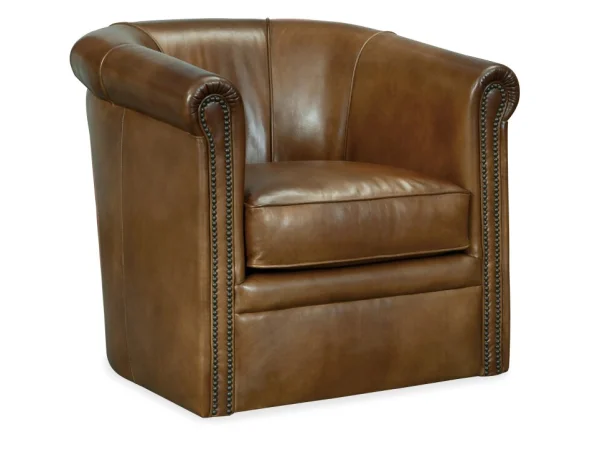 CC Axton Swivel Leather Club Chair Chairs Brown