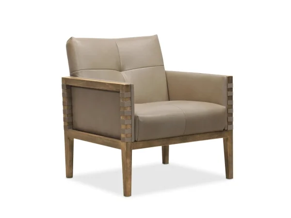 CC Carverdale Leather Club Chair withWood Frame Chairs Beige
