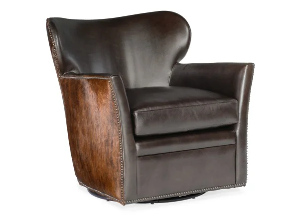 CC Kato Leather Swivel Chair with Dark HOH Chairs Brown