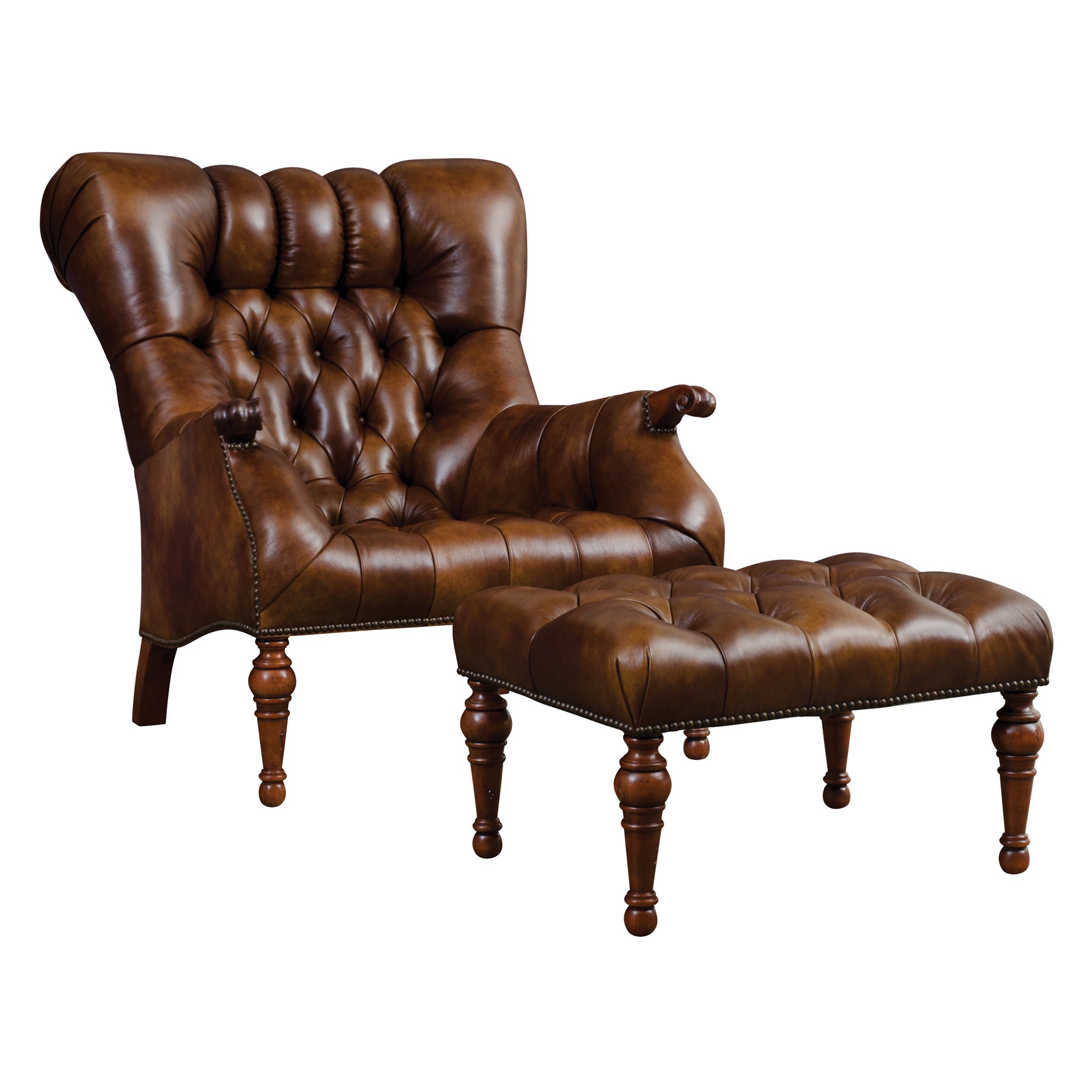 Leopold’s Chair & Ottoman Set Rialto Pecan Leather