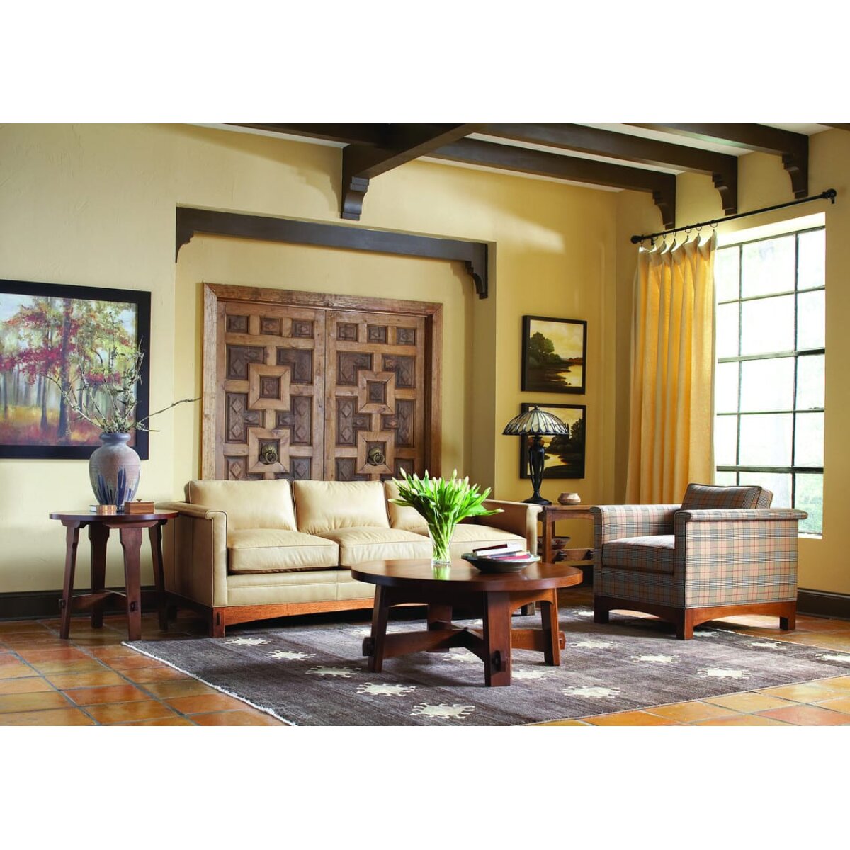 Mission Gus Round Lamp Table End tables Stickley Furniture 5
