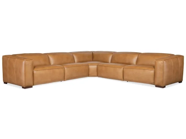 MS Fresco 5 Seat Sectional 4-Power Recline & Power Headrest Sectionals Brown