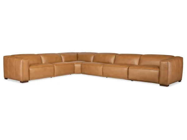 MS Fresco 6 Seat Sectional 4-Power Recline & Power Headrest Sectionals Brown