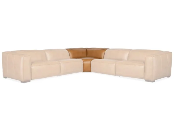 MS Living Room Fresco Corner w/PWR Headrest Sectionals Brown