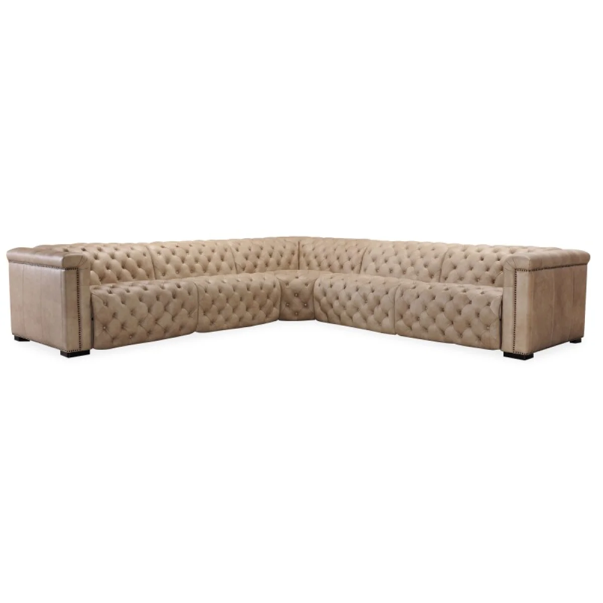 MS Savion Grandier 5-Piece Sectional with Power Recline & Power Headrest Sectionals Brown 4