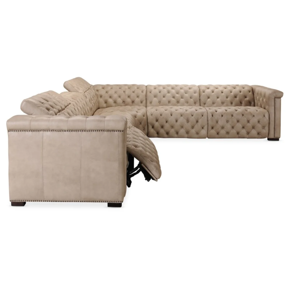 MS Savion Grandier 5-Piece Sectional with Power Recline & Power Headrest Sectionals Brown 7